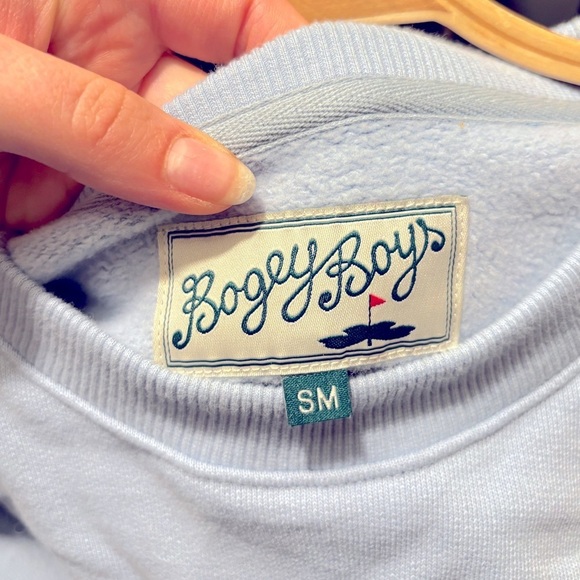 Bogey Boys Crewneck Pullover Sweatshirt Light Blue Embroidered Script Logo-Large - Picture 5 of 6